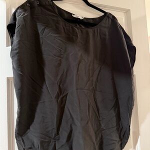 Vince Black Button-Shoulder Blouse